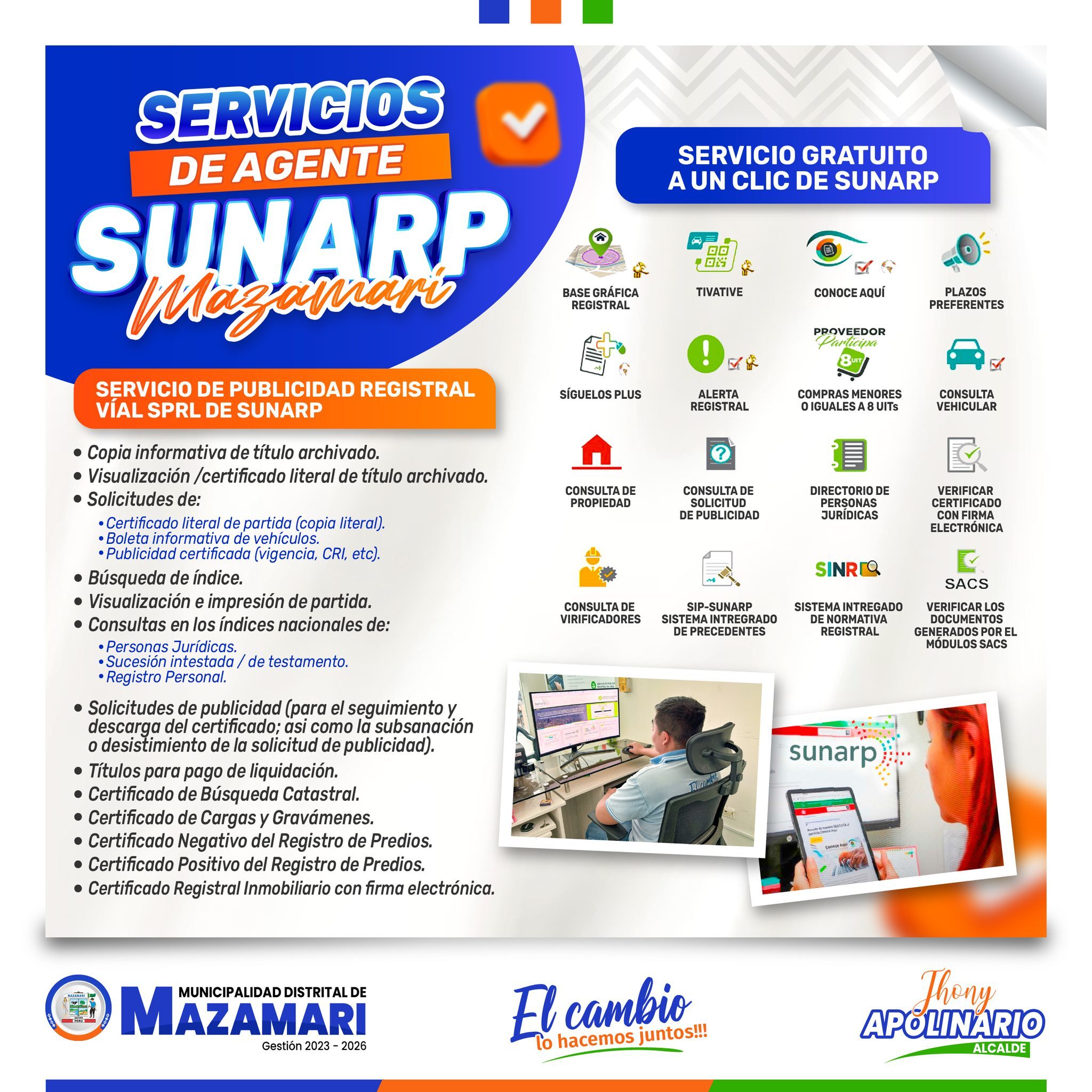 Información para la Población sobre los Servicios de SUNARP en Mazamari