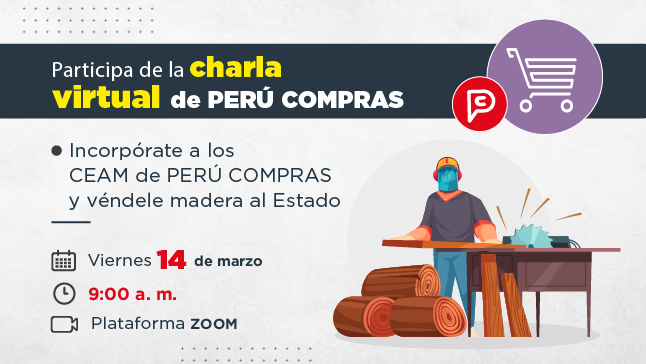 Inscríbete y participa - charla virtual de PERÚ COMPRAS