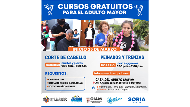 Cursos gratuitos para nuestros adultos mayores