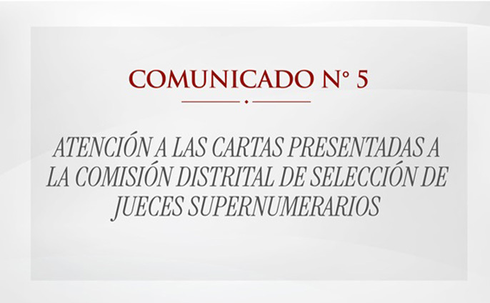 Comunicado N°5 - Concurso de selección de Jueces Supernumerarios