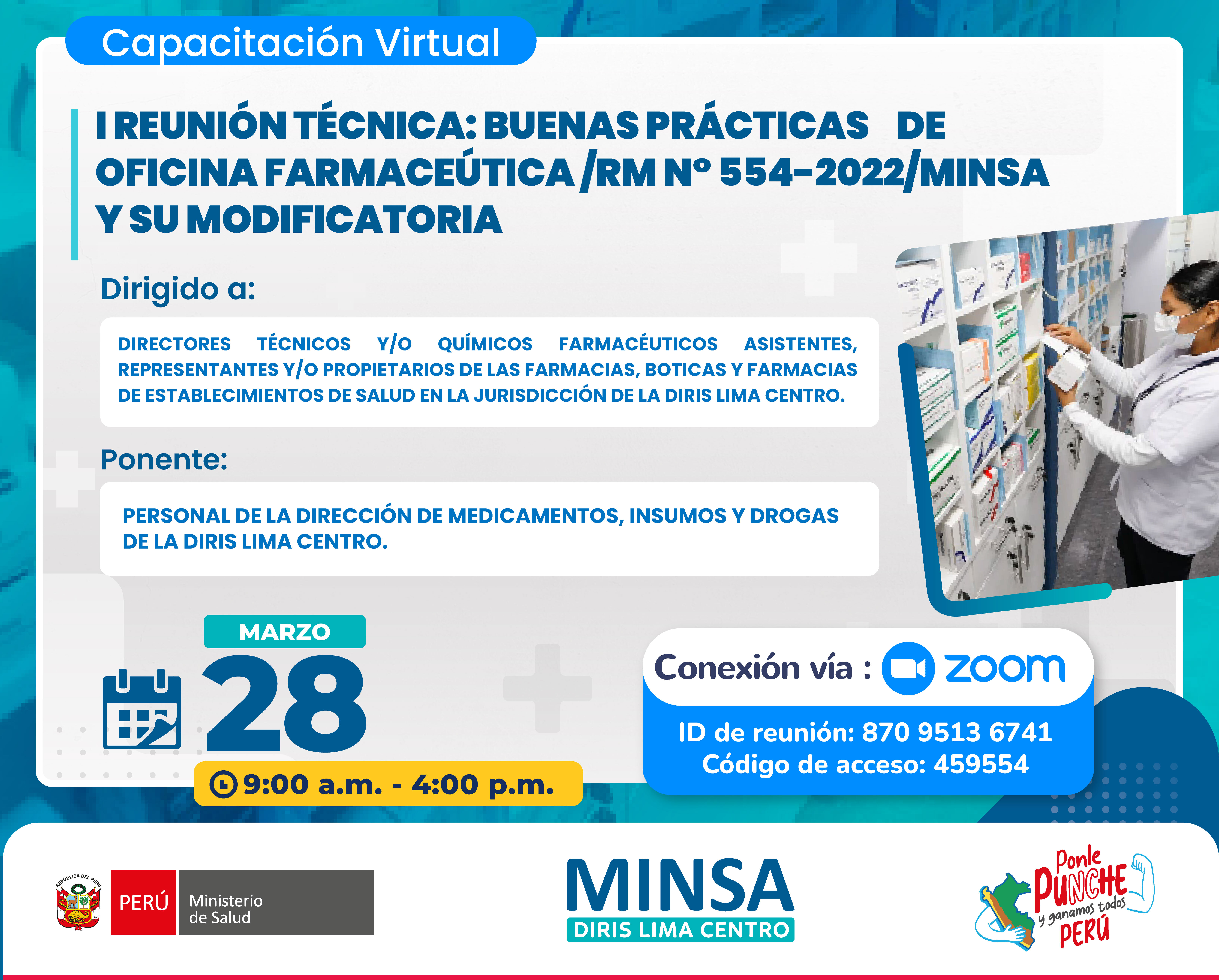 I Reunión Técnica: Buenas Prácticas de Oficina Farmacéutica - RM Nª554-2022