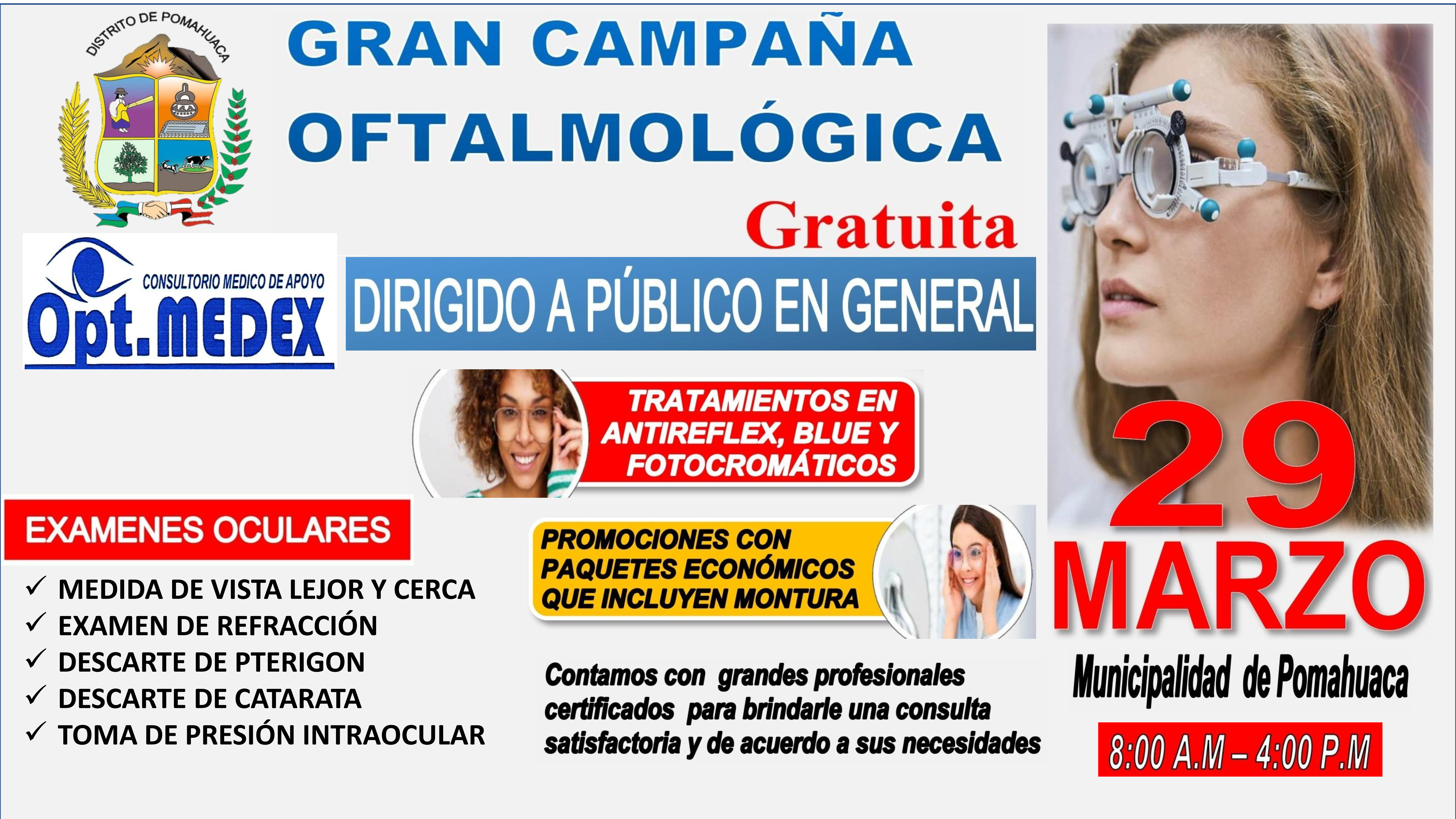 GRAN CAMPAÑA OFTALMOLÓGICA GRATUITA