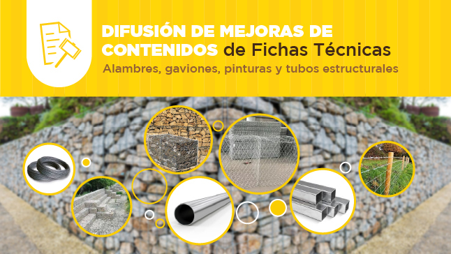 Contenido de mejora de Fichas Técnicas - Alambres, gaviones, pinturas y tubos
