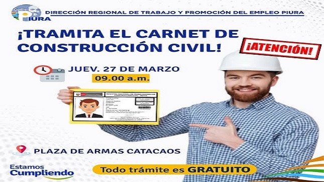 brindará atención al público para la emisión, duplicado y renovación de carnet (RECCT).