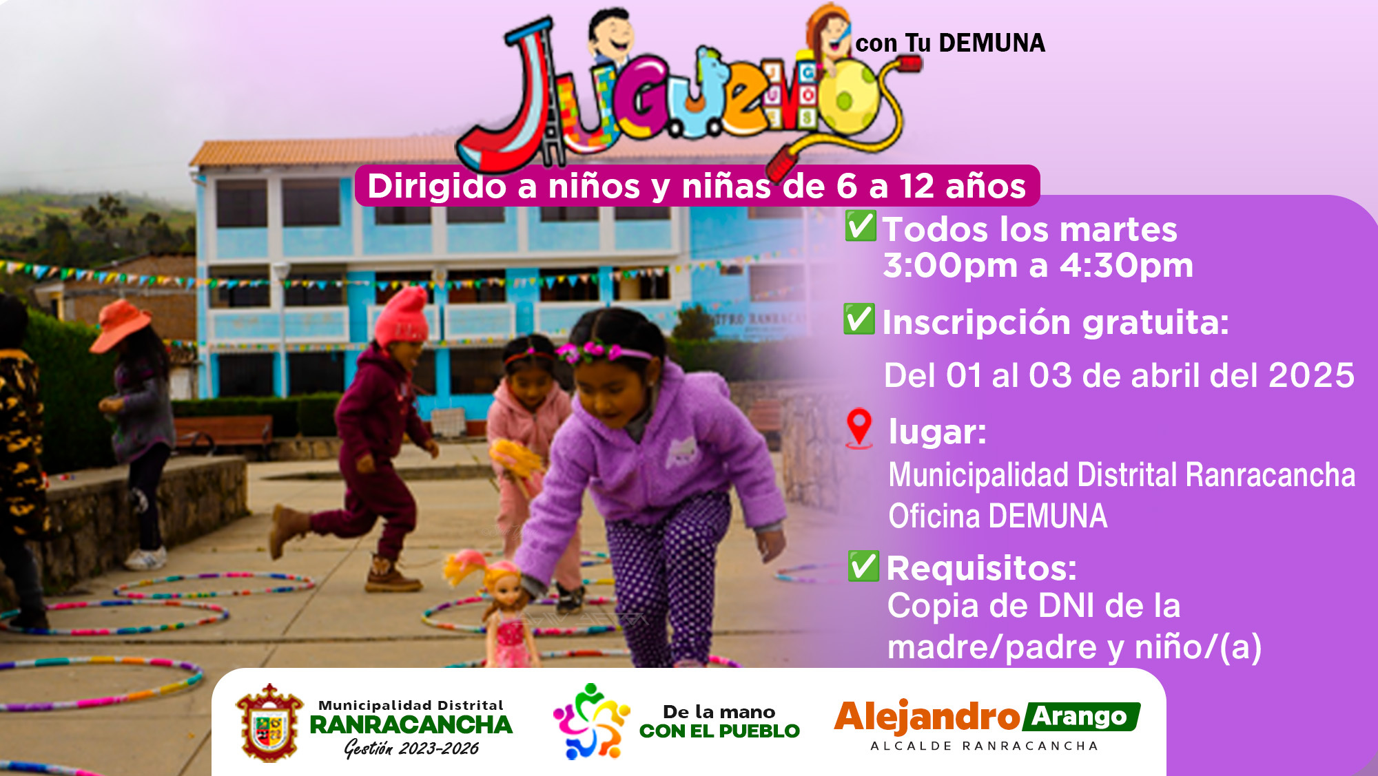 Actividad dirigido a niños y niñas de 6 a 12 años