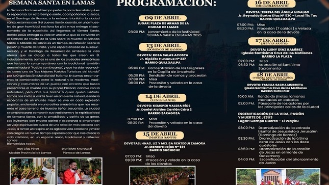Programación de actividades Semana Santa 2025