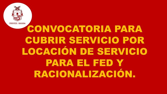 Convocatoria de Locación de Servicios - FED y Racionalización