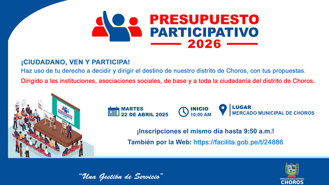 Presupuesto participativo 2026 de la Municipalidad distrital de Choros