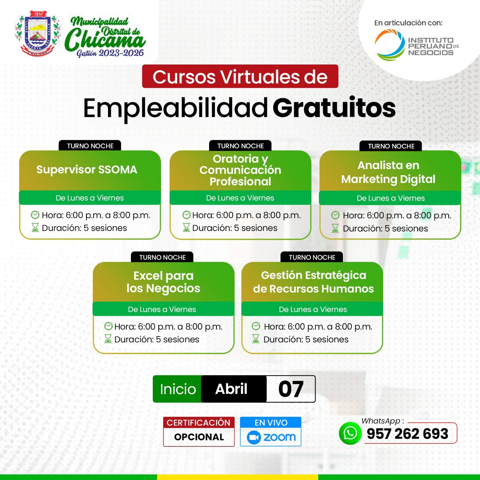 Convocatoria de los cursos de empleabilidad