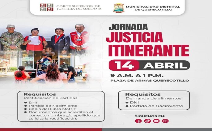 Jornada justicia itinerante llega a Querecotillo