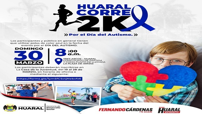 Huaral corre 2K por el Día del Autismo