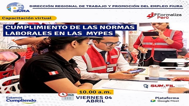 Participa en la Capacitación virtual: "Cumplimiento de las Normas Laborales" - Drtpe Piura