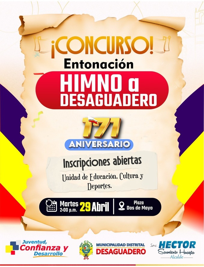 Entonaciรณn de Letra y Mรบsica del Himno de Desaguadero