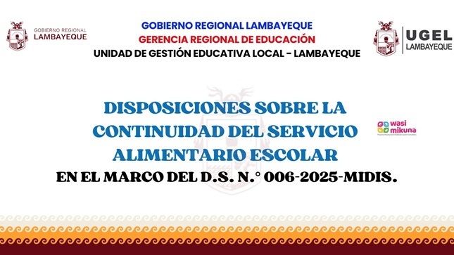 Disposiciones sobre la continuidad del servicio alimentario escolar.