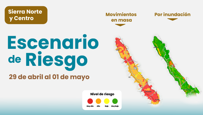 Escenario por precipitaciones en la sierra del 29 de abril al 01 de mayo de 2025