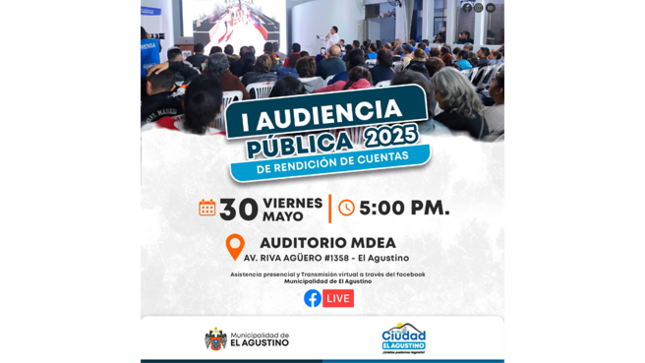 Vecino, te invitamos a dar click en: https://mdea.gob.pe/.../AGENDA_PRELIMINAL_PRIMERA... .

Recuerda que también puedes inscribirte mediante el siguiente link: https://forms.gle/n8Jc7GECDQrACzy39 .

Tu participación es muy importante, ¡Te esperamos!