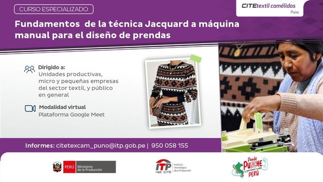 Curso especializado fundamentos de la técnica Jacquard a máquina manual para el diseño de prendas