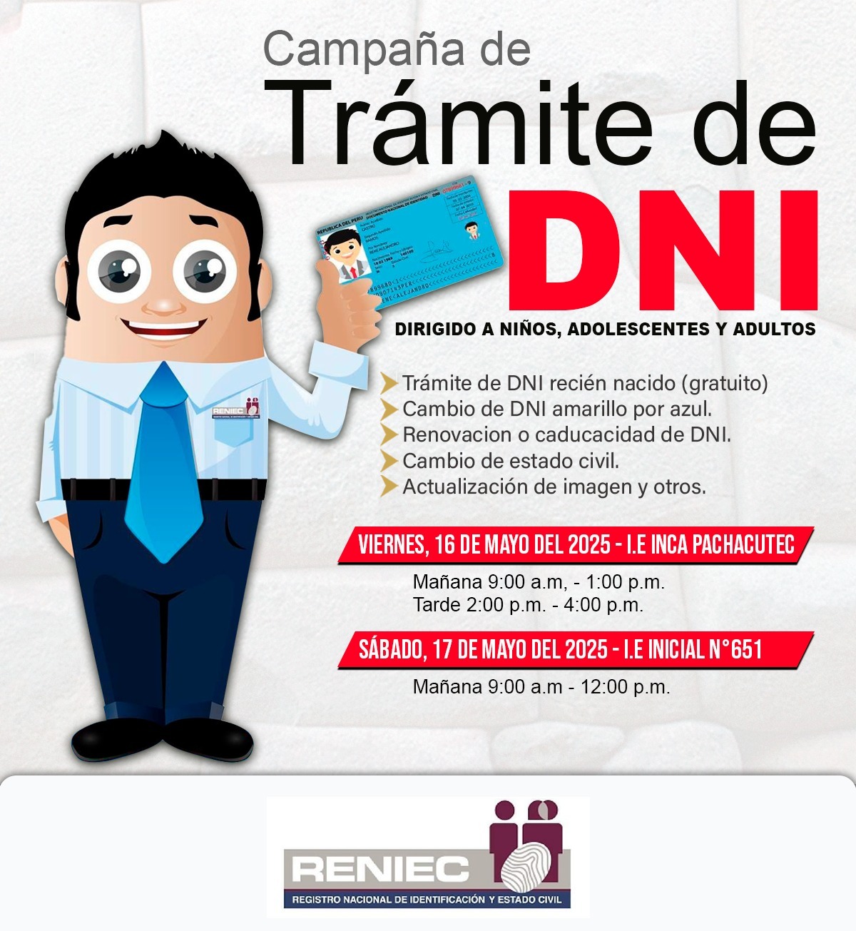 RENIEC URUBAMBA ¡CAMPAÑA DE TRÁMITE DE DNI!