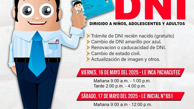 RENIEC URUBAMBA  ¡CAMPAÑA DE TRÁMITE DE DNI!