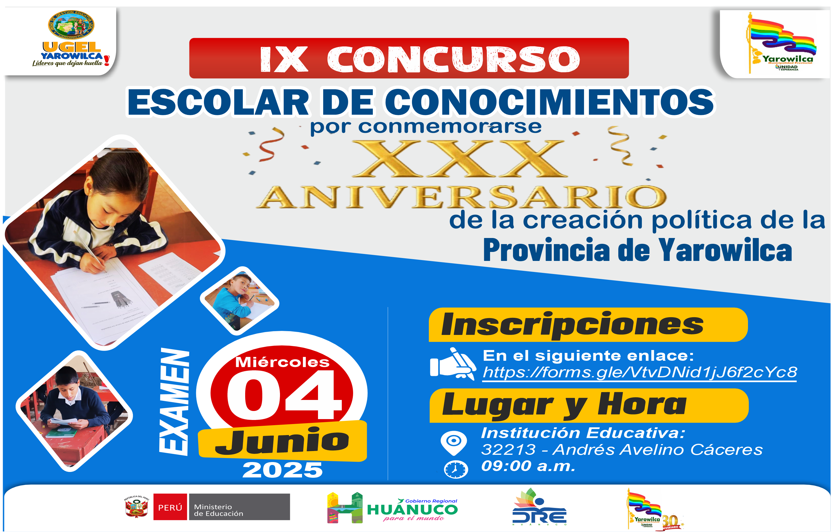 IX Concurso Escolar de Conocimientos – UGEL Yarowilca 2025