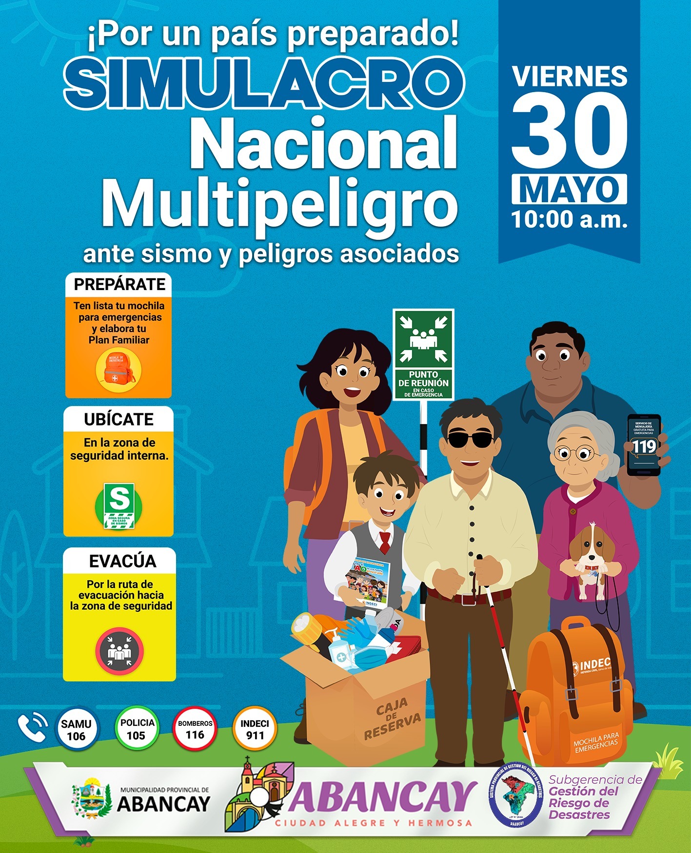 📢 ¡Atención Abancay!
🚨Simulacro Nacional Multipeligro Ante Sismo Y Peligros Asociados.🌍🔥