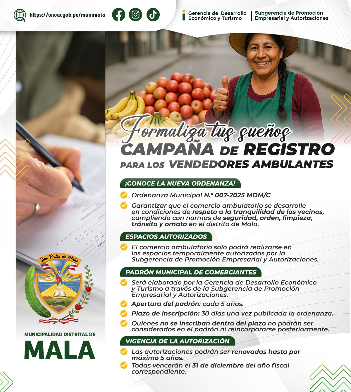Formaliza tus Sueรฑos: Campaรฑa de Registro para los Vendedores Ambulantes