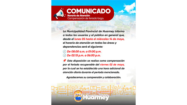 Comunicado importante – horario de atención