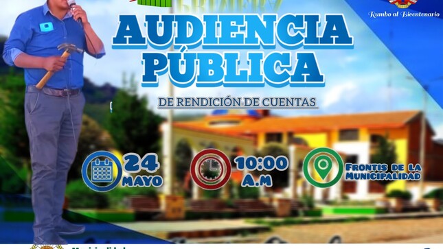 La Municipalidad Distrital de Llalli,  convoca a las organizaciones representativas de la sociedad civil, instituciones públicas y privadas y población en general del Distrito de Llalli, a la Primera Audiencia Pública y Rendición de Cuentas 2025, donde se dará a conocer los logros y avances de la presente gestión.