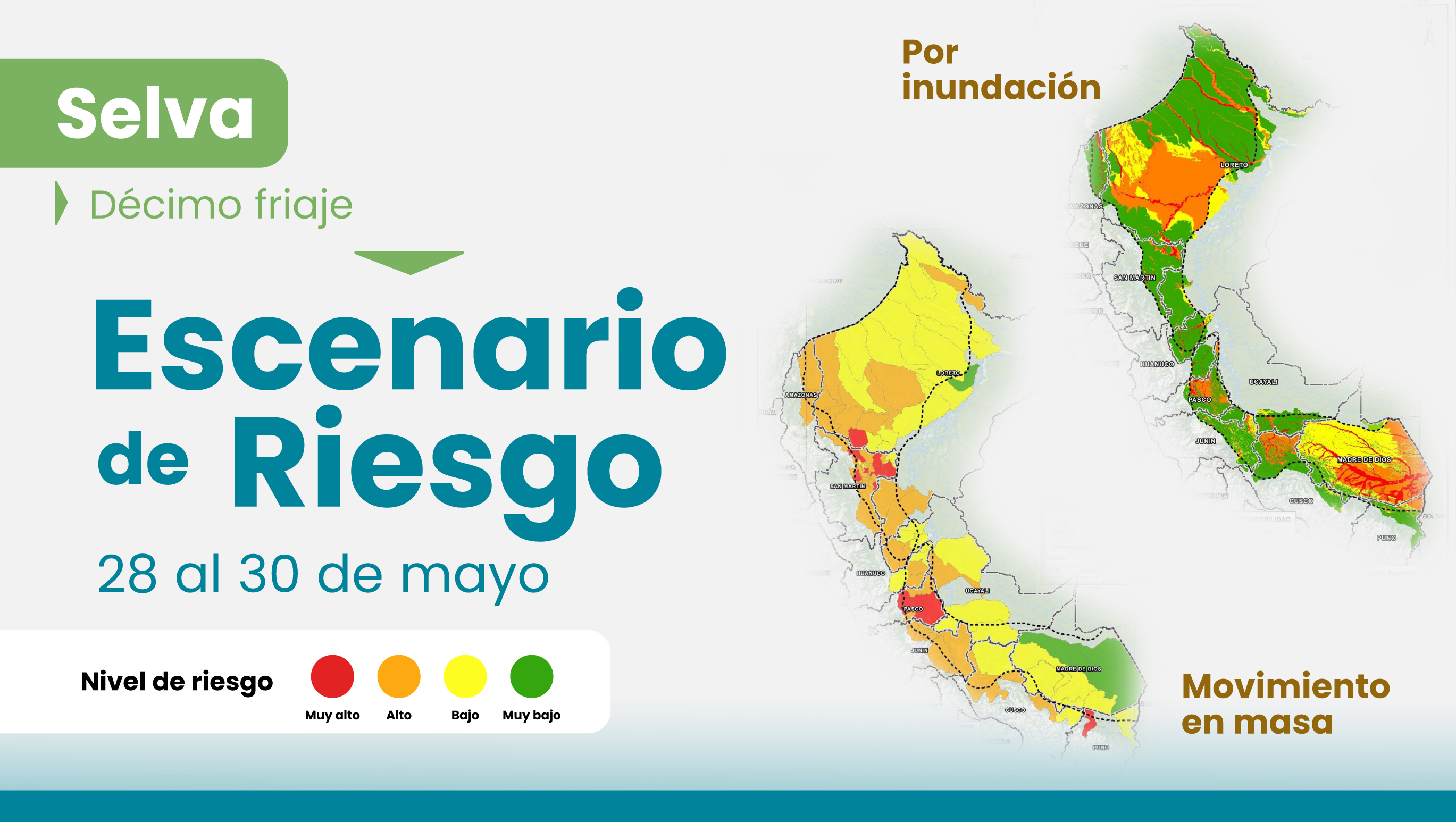 Escenario ante el pronóstico de lluvia en la selva del 28 al 30 de mayo 2025