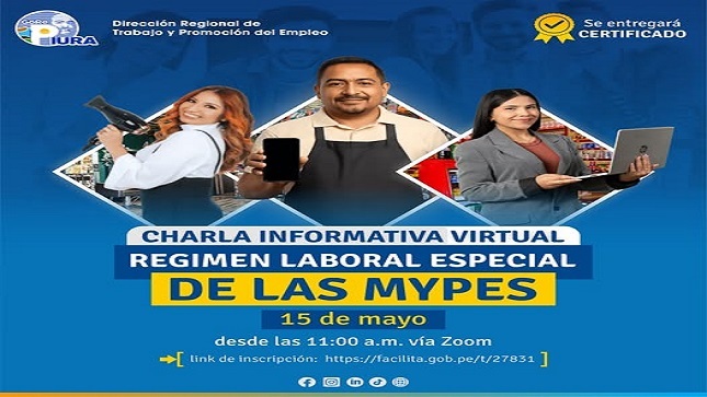 CHARLA VIRTUAL CERTIFICADA, Inscribirte ahora a la charla informativa que la Dirección Regional de Transporte y Promoción del Empleo Piura