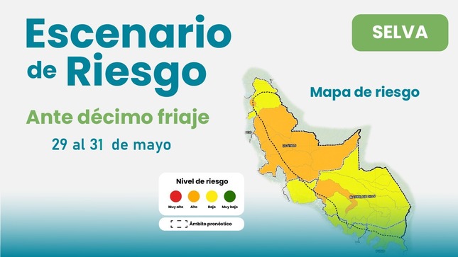 Escenario de riesgo ante décimo friaje en la selva del 29 al 31 de mayo 2025
