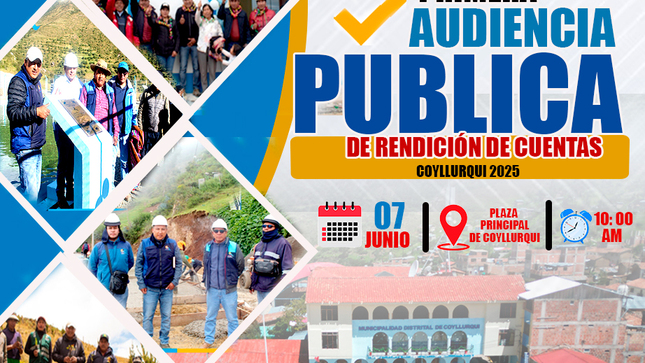 #JuntosConElPueblo || 𝗔𝗨𝗗𝗜𝗘𝗡𝗖𝗜𝗔 𝗣𝗨́𝗕𝗟𝗜𝗖𝗔 𝗗𝗘 𝗥𝗘𝗡𝗗𝗜𝗖𝗜𝗢́𝗡 𝗗𝗘 𝗖𝗨𝗘𝗡𝗧𝗔𝗦 𝗖𝗢𝗬𝗟𝗟𝗨𝗥𝗤𝗨𝗜 𝟮𝟬𝟮𝟱
La Municipalidad Distrital de Coyllurqui, liderado por el alcalde Prof. Fritz Valencia Bárcena, invita a la población del distrito a participar en la Primera Audiencia Pública de Rendición de Cuentas 2025.
Tu PARTICIPACION es importante para conocer los logro y avances de la presente gestión
𝗧𝗘 𝗘𝗦𝗣𝗘𝗥𝗔𝗠𝗢𝗦
𝗙𝗲𝗰𝗵𝗮: SABADO 07 de junio del 2025
𝗛𝗼𝗿𝗮:10:00 a. m.
𝗟𝘂𝗴𝗮𝗿: Plaza Principal del Distrito de Coyllurqui
#JuntosConElPueblo
#Coyllurqui
#Gestion2023_2026 
Ver menos