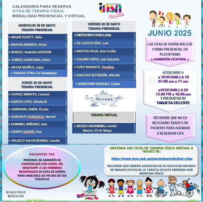 Terapia de Medicina Física: reserva de citas Presencial y Virtual - Junio 2025