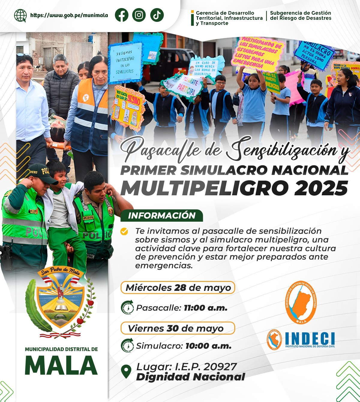 Gran Pasacalle de Sensibilización y Primer Simulacro Nacional Multipeligro