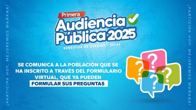La Municipalidad distrital de Salas-Guadalupe comunica a la población guadalupana que se ha INSCRITO a través del formulario virtual, que ya pueden realizar su pregunta en el siguiente enlace: