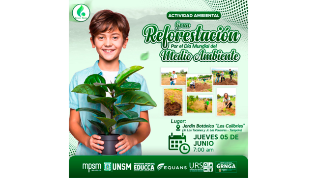 Gran reforestación masiva de plantones por el Día Mundial del Medio Ambiente.