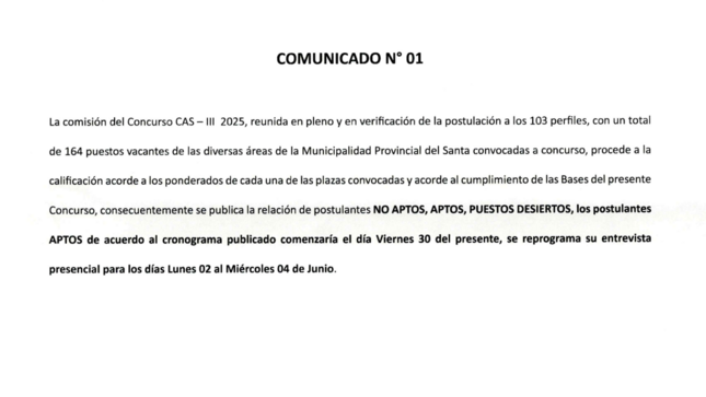 Tercera Convocatoria CAS III-2025