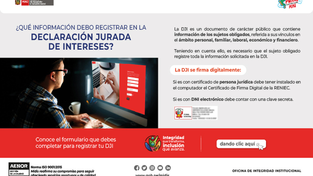 ¿Qué información debo registrar en la Declaración Jurada de Intereses?