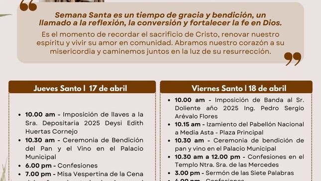 Te invitamos a vivir con fe y reflexión los actos litúrgicos por Semana Santa