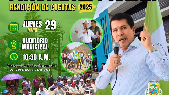 Afiche de Primera Audiencia Pública de Rendición de Cuentas - Cochabamba 2025.