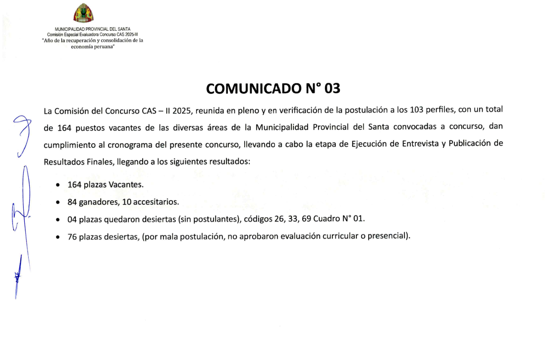 Tercera Convocatoria CAS III-2025