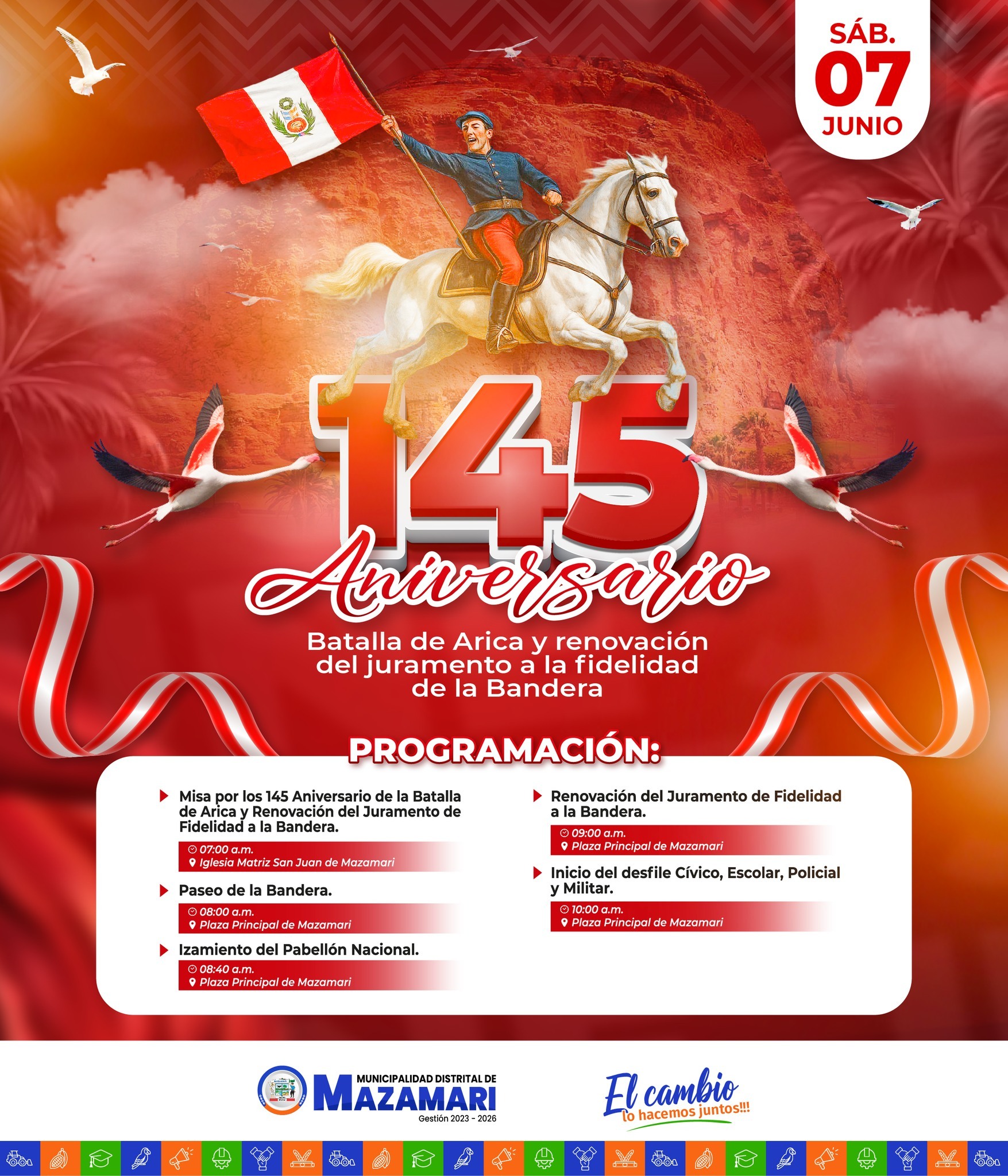 DESFILE EN CONMEMORACIÓN DE LOS 145 ANIVERSARIO DE LA BATALLA DE ARICA Y RENOVACIÓN A LA FIDELIDAD DE LA BANDERA