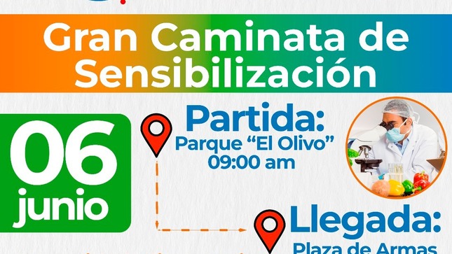 Este viernes 6 de junio, caminemos juntos por un objetivo común: garantizar alimentos seguros para todos.
📍 Partiremos desde el parque El Olivo a las 9:00 a. m.
📍 Llegada a la Plaza de Armas de Abancay
👉 “Seguridad Alimentaria: Ciencia en Acción”, sumemos esfuerzos por una alimentación segura y saludable.
🔬🥗 ¡Tu participación hace la diferencia!
