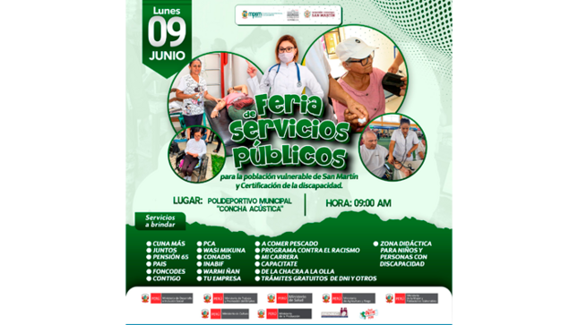 Gran Feria de Servicios Públicos para la población vulnerable de San Martín.