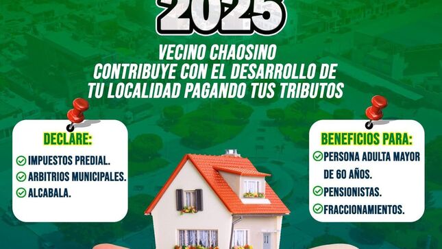 ✅Paga Tus impuestos predial, arbitrios municipales y alcabala de manera presencial en la Municipalidad Distrital de Chao, de lunes a viernes de 8:00 a. m. a 5:00 p. m.
¡𝑻𝒆 𝒆𝒔𝒑𝒆𝒓𝒂𝒎𝒐𝒔❗ 🟢
#Municipalidad
#MunicipalidaddeChao
