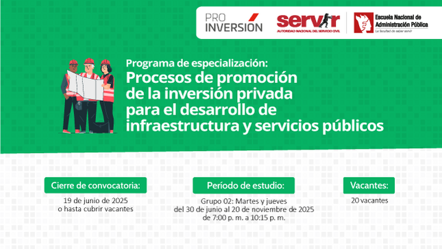 Imagen Programa de especialización: Procesos de promoción de la inversión privada