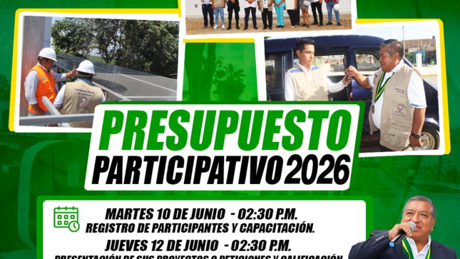 📣 ¡𝐕𝐞𝐜𝐢𝐧𝐨𝐬 𝐲 𝐯𝐞𝐜𝐢𝐧𝐚𝐬 𝐝𝐞𝐥 𝐃𝐢𝐬𝐭𝐫𝐢𝐭𝐨 𝐝𝐞 𝐂𝐡𝐢𝐜𝐚𝐦𝐚❗
La Municipalidad Distrital de Chicama te invita a participar activamente en el 𝗣𝗿𝗼𝗰𝗲𝘀𝗼 𝗱𝗲𝗹 𝗣𝗿𝗲𝘀𝘂𝗽𝘂𝗲𝘀𝘁𝗼 𝗣𝗮𝗿𝘁𝗶𝗰𝗶𝗽𝗮𝘁𝗶𝘃𝗼 𝟮𝟬𝟮𝟲. ¡Tu voz y tus propuestas son clave para seguir construyendo el distrito que todos queremos!
🗓 𝐦𝐚𝐫𝐭𝐞𝐬 𝟏𝟎 𝐝𝐞 𝐣𝐮𝐧𝐢𝐨 | 𝟐:𝟑𝟎 𝐩. 𝐦.
📍 𝐑𝐞𝐠𝐢𝐬𝐭𝐫𝐨 𝐝𝐞 𝐩𝐚𝐫𝐭𝐢𝐜𝐢𝐩𝐚𝐧𝐭𝐞𝐬 𝐲 𝐜𝐚𝐩𝐚𝐜𝐢𝐭𝐚𝐜𝐢𝐨́𝐧 𝐜𝐢𝐮𝐝𝐚𝐝𝐚𝐧𝐚.
📌 𝐋𝐮𝐠𝐚𝐫: 𝐌𝐮𝐧𝐢𝐜𝐢𝐩𝐚𝐥𝐢𝐝𝐚𝐝 𝐃𝐢𝐬𝐭𝐫𝐢𝐭𝐚𝐥 𝐝𝐞 𝐂𝐡𝐢𝐜𝐚𝐦𝐚
🗓 𝐣𝐮𝐞𝐯𝐞𝐬 𝟏𝟐 𝐝𝐞 𝐣𝐮𝐧𝐢𝐨 | 𝟐:𝟑𝟎 𝐩. 𝐦.
📍 𝐏𝐫𝐞𝐬𝐞𝐧𝐭𝐚𝐜𝐢𝐨́𝐧 𝐝𝐞 𝐩𝐫𝐨𝐲𝐞𝐜𝐭𝐨𝐬 𝐨 𝐩𝐞𝐭𝐢𝐜𝐢𝐨𝐧𝐞𝐬 𝐲 𝐜𝐚𝐥𝐢𝐟𝐢𝐜𝐚𝐜𝐢𝐨́𝐧 𝐭𝐞́𝐜𝐧𝐢𝐜𝐚.
📌 𝐋𝐮𝐠𝐚𝐫: 𝐌𝐮𝐧𝐢𝐜𝐢𝐩𝐚𝐥𝐢𝐝𝐚𝐝 𝐃𝐢𝐬𝐭𝐫𝐢𝐭𝐚𝐥 𝐝𝐞 𝐂𝐡𝐢𝐜𝐚𝐦𝐚
📌 𝐈𝐧𝐬𝐜𝐫𝐢𝐩𝐜𝐢𝐨𝐧𝐞𝐬 𝐚𝐛𝐢𝐞𝐫𝐭𝐚𝐬
➡️ En la Sub Gerencia de Desarrollo Humano y Económico Local – Mesa de Partes (de forma presencial o virtual).
🙌 Participar es decidir.
Con tu compromiso, ¡Chicama avanza!