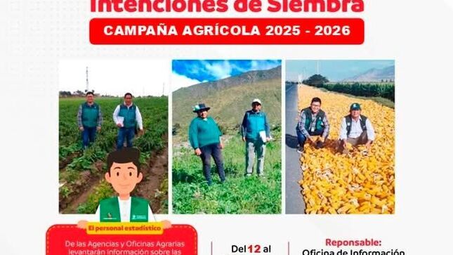 ✅Del 12 al 21 de mayo, inicia la Encuesta Nacional de Intenciones de Siembra 📝
👩‍🌾🧑‍🌾Amigo agricultor (a), el personal estadístico de la Agencia Agraria Santa Eulalia y sus Oficinas Agrarias de Matucana, Langa y Huarochirí levantarán información sobre las intenciones de siembra para la Campaña Agrícola 2025-2026  📝🌱