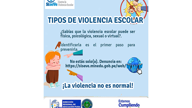 En el ámbito educativo de Ayabaca, donde la diversidad cultural y las condiciones geográficas representan desafíos particulares, la violencia escolar puede manifestarse de distintas formas. Reconocer sus tipos permite actuar con pertinencia desde la escuela y la comunidad.