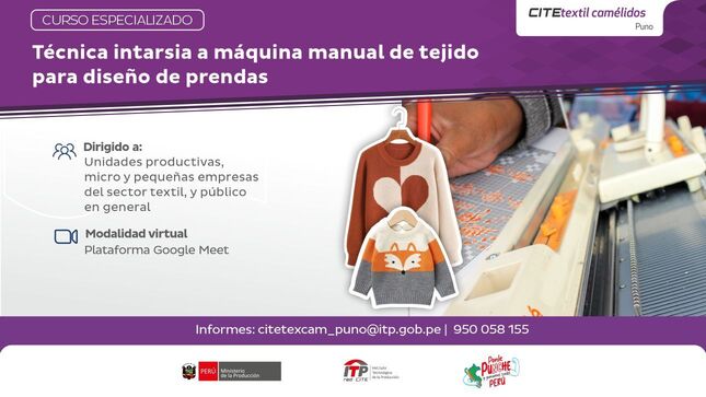Curso virtual:Técnica intarsia a máquina manual de tejido para diseño de prendas